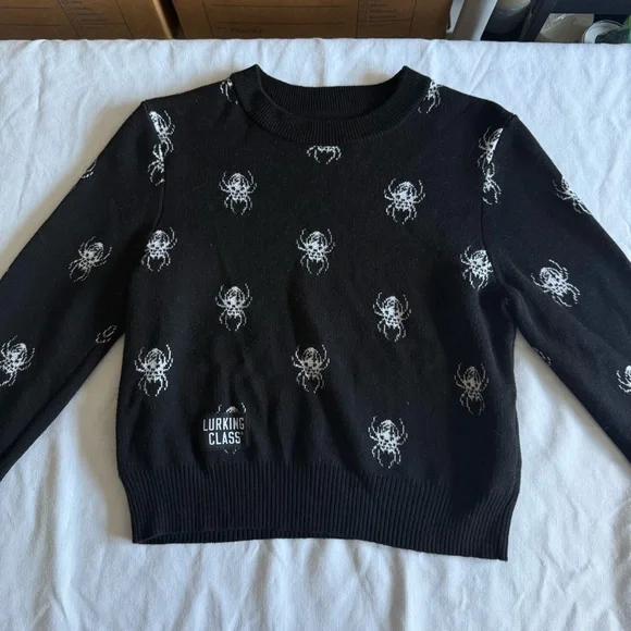 Lurking Class Sketchy Tank Black Spider Sweater Womens Small Grunge Punk Skater - Picture 3 of 12